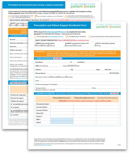Pfizer Dermatology Patient Access™ enrollment form